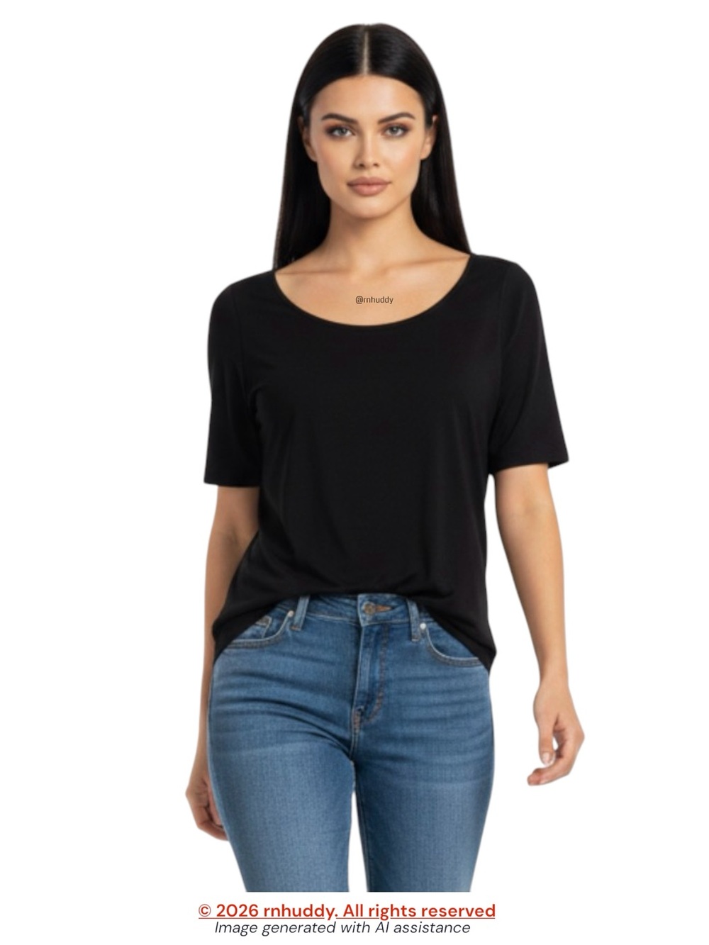 Lauren Ralph Lauren L black jersey knit scoop neck & back tee